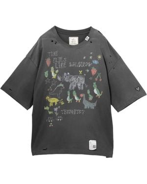Maison Mihara Yasuhiro Distressed Graphic T-Shirt - Grey