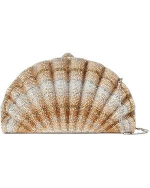 Judith Leiber Origami Crystal-Embellished Shell Clutch Bag - Natural
