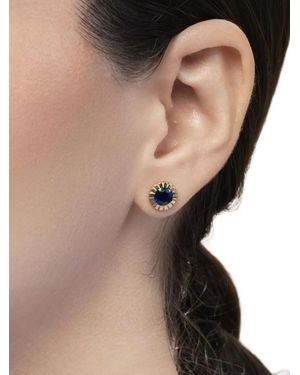 Retrouvai Sapphire Stud Earrings - Black