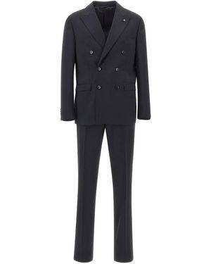 Manuel Ritz Double-Breasted Virgin Wool Suit - Blue