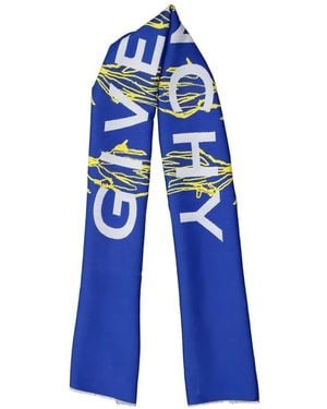 Givenchy Logo-Motif Frayed Scarf - Blue