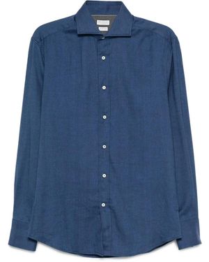 Brunello Cucinelli Flannel Chevron Shirt - Blue