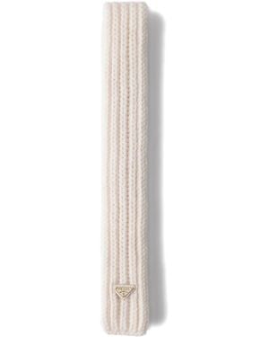 Prada Wool Rib-Knit Scarf - White