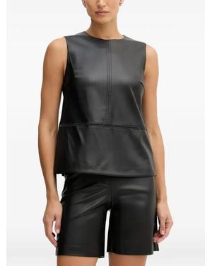 Sisley Perforated-Detail Faux-Leather Tank Top - Black