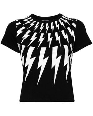 Neil Barrett Fair Isle Thunderbolt Print T-Shirt - Black