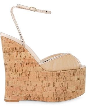 Andrea Wazen 150Mm Bardot Crystal-Embellished Sandals - Natural