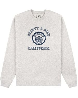 Sporty & Rich Crew-Neck Long-Sleeve Sweatshirt - White