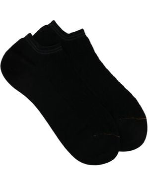 ZEGNA Chaussettes Basses En Maille Nervurée - Black