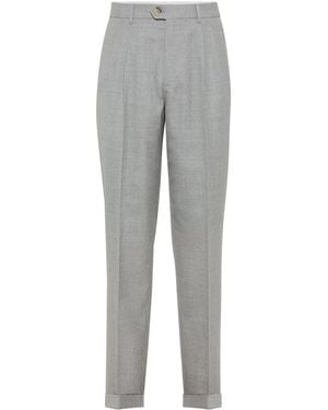 Brunello Cucinelli Pantaloni Sartoriali Con Pieghe - Grigio