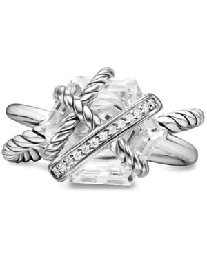 David Yurman Sterling Silver Cable Wrap Diamond Ring - White