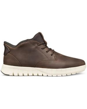 Geox Lace-Up Leather Sneakers - Brown