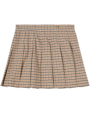 Palm Angels Check-Pattern Pleated Miniskirt - Natural