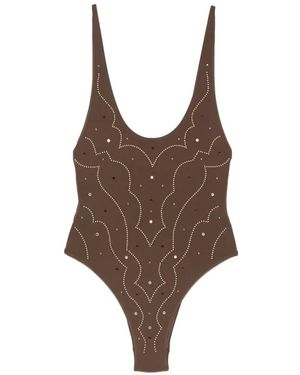 VENUJA Maillot De Bain À Ornements En Cristal - Brown