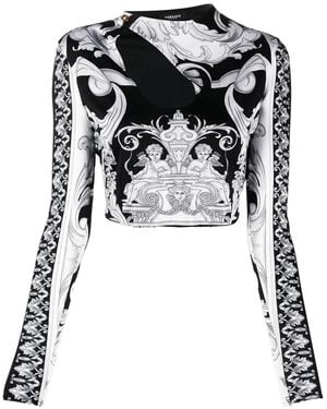 Versace Barocco Print Top - Black