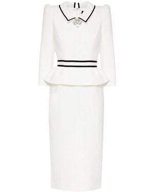 Jenny Packham Honeybee Peplum-Waist Midi Dress - White