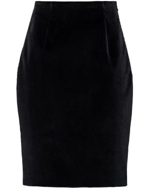 Prada Enamel Triangle-Logo Cotton Skirt - Black