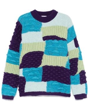 Bonsai Intarsia-Knit Crew-Neck Jumper - Blue