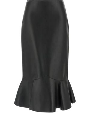 Fendi Gonna Midi Con Balza - Nero