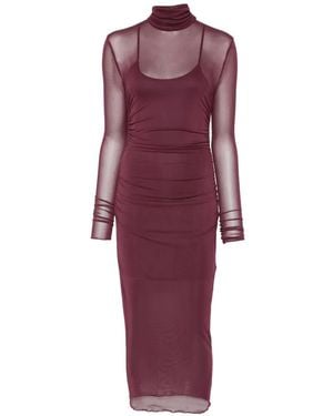 Aniye By Sheer-Panelled Ruched Dress - Purple