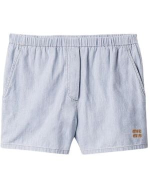 Miu Miu Striped Chambray Shorts - Blue