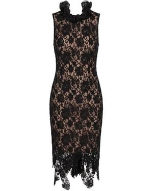 GIUSEPPE DI MORABITO Ruffled Lace-Overlay Midi Dress - Black