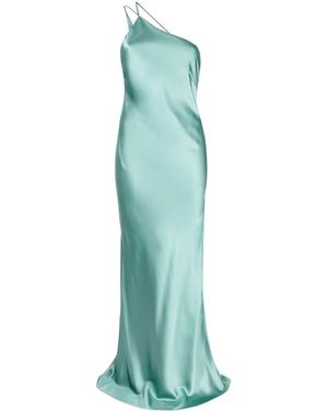 Michelle Mason One-Shoulder Bias Gown - Green