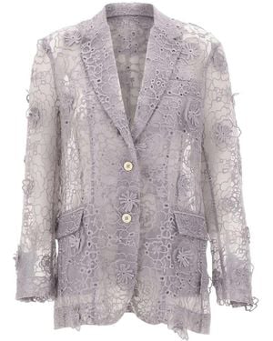 THE GARMENT Sydney Floral-Embroidery Blazer - Grey