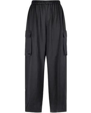 Frankie Shop Delny Satin Cargo Trousers - Black