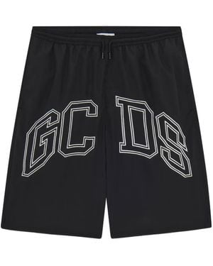 Gcds Logo-Print Drawstring Swim Shorts - Black