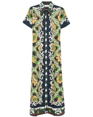 ALÉMAIS Robe-Chemise Mi-Longue À Fleurs Liana - Green