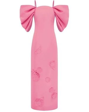 LEO LIN Arabella Floral-Appliqué Maxi Dress - Pink