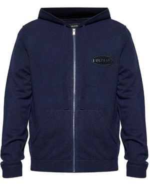 Zadig & Voltaire Logo-Patch Zip-Up Hoodie - Blue