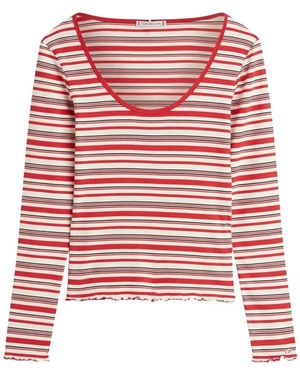 Tommy Hilfiger Striped Scoop-Neck T-Shirt - Red