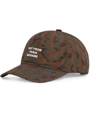 Drole de Monsieur "Not From Paris Madame" Camouflage-Print Cap - Brown