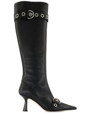 Aeyde Vivian Eyelet-Embellished Buckled Boots - Black