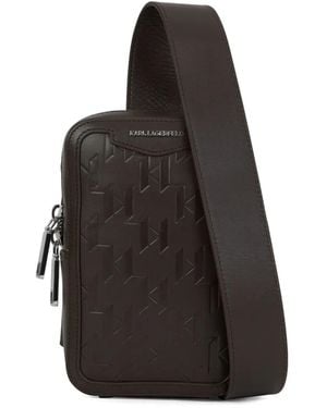 Karl Lagerfeld Loom Embossed-Leather Bag - Black