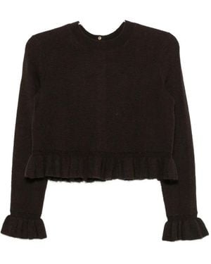 Maje Ruffled-Trim Button-Back Jumper - Black