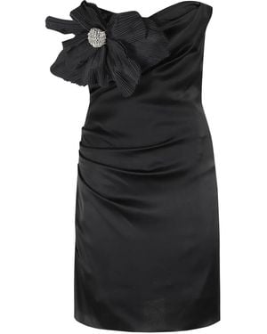 Amen Vestido corto con apliques florales - Negro