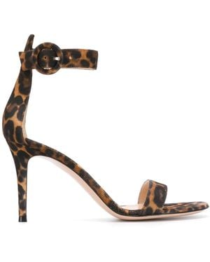 Gianvito Rossi Leopard Portofino Sandals - Brown