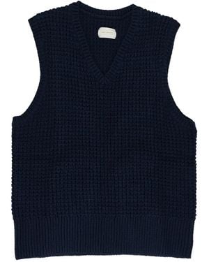 Aimé Leon Dore Oberteil aus Waffelstrick mit V-Ausschnitt - Blau