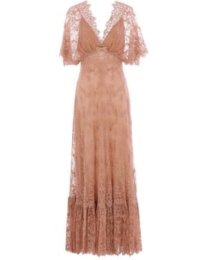 Elie Saab Floral Cotton-Blend Lace Gown - Brown