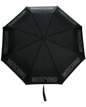 Moschino Logo-Print Compact Umbrella - Black