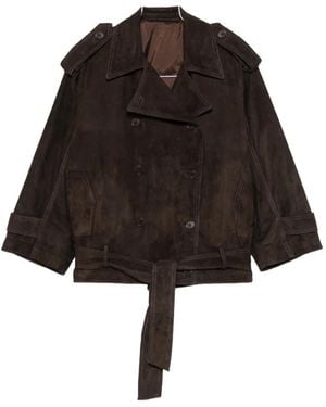 Salvatore Santoro Double-Breasted Suede Jacket - Black