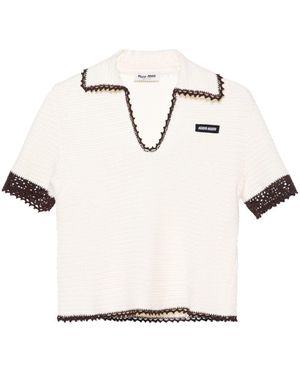 Miu Miu Haut en maille à bords contrastants - Blanc