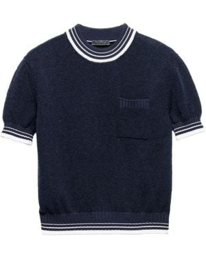 Prada Haut En Maille À Manches Courtes - Bleu