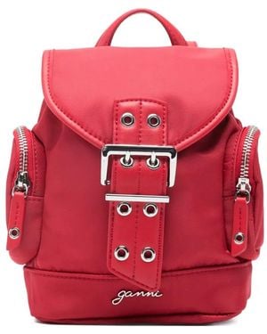Ganni Mochila con detalle de hebilla - Rojo