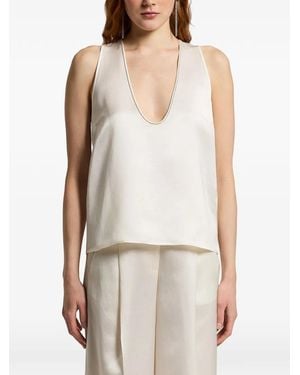 Peserico V-Neck Sleeveless Top - White
