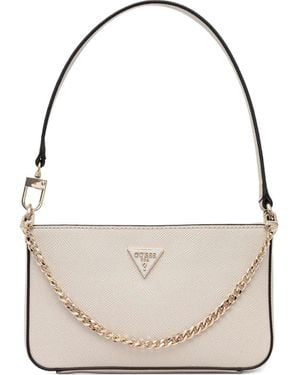 Guess Chain-Strap Logo-Plaque Tote Bag - White
