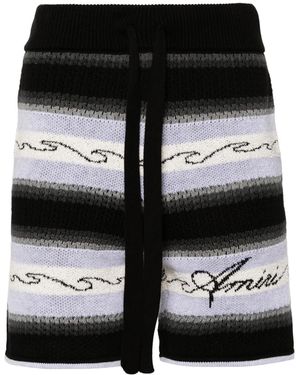 Amiri Striped Cotton Shorts - Black