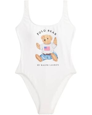 Polo Ralph Lauren Polo Bear Graphic Swimsuit - White